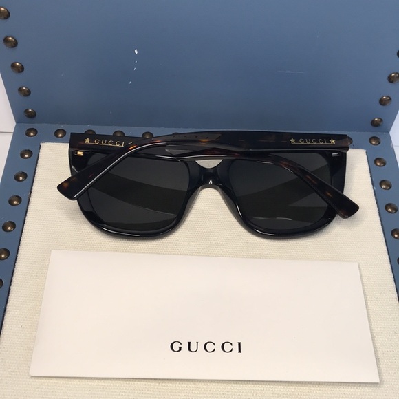 GUCCI GG1169S 003 cat eye sunglass in shiny dark havana frame with green lenses. - Picture 10 of 17
